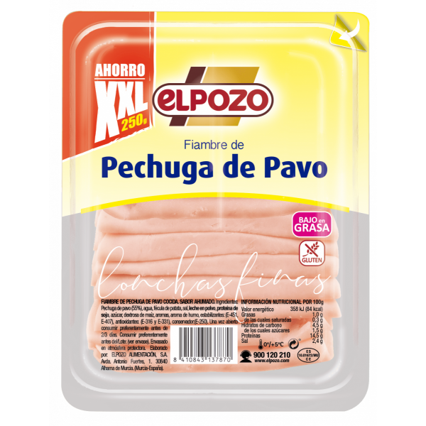 FIAMBRE DE PECHUGA DE PAVO MAXI PACK BAJO EN GRASA